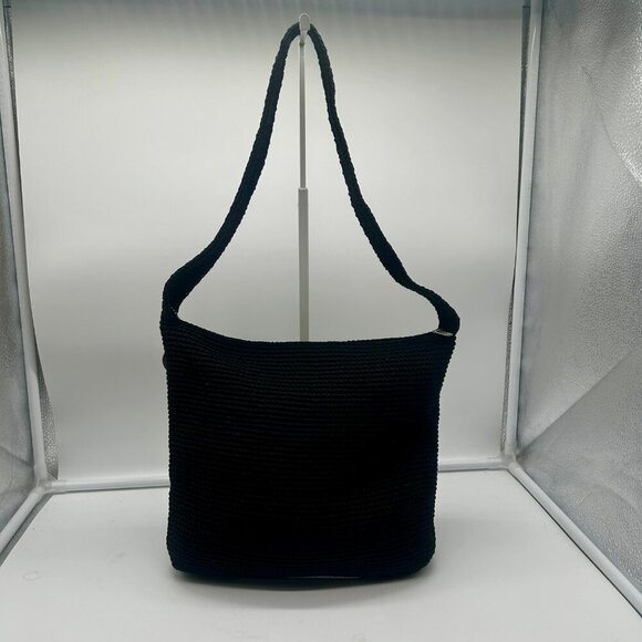 The Sak Woven Shoulder Bag Black Classic Pockets Minimalist Classic Lagenlook - Picture 7 of 12